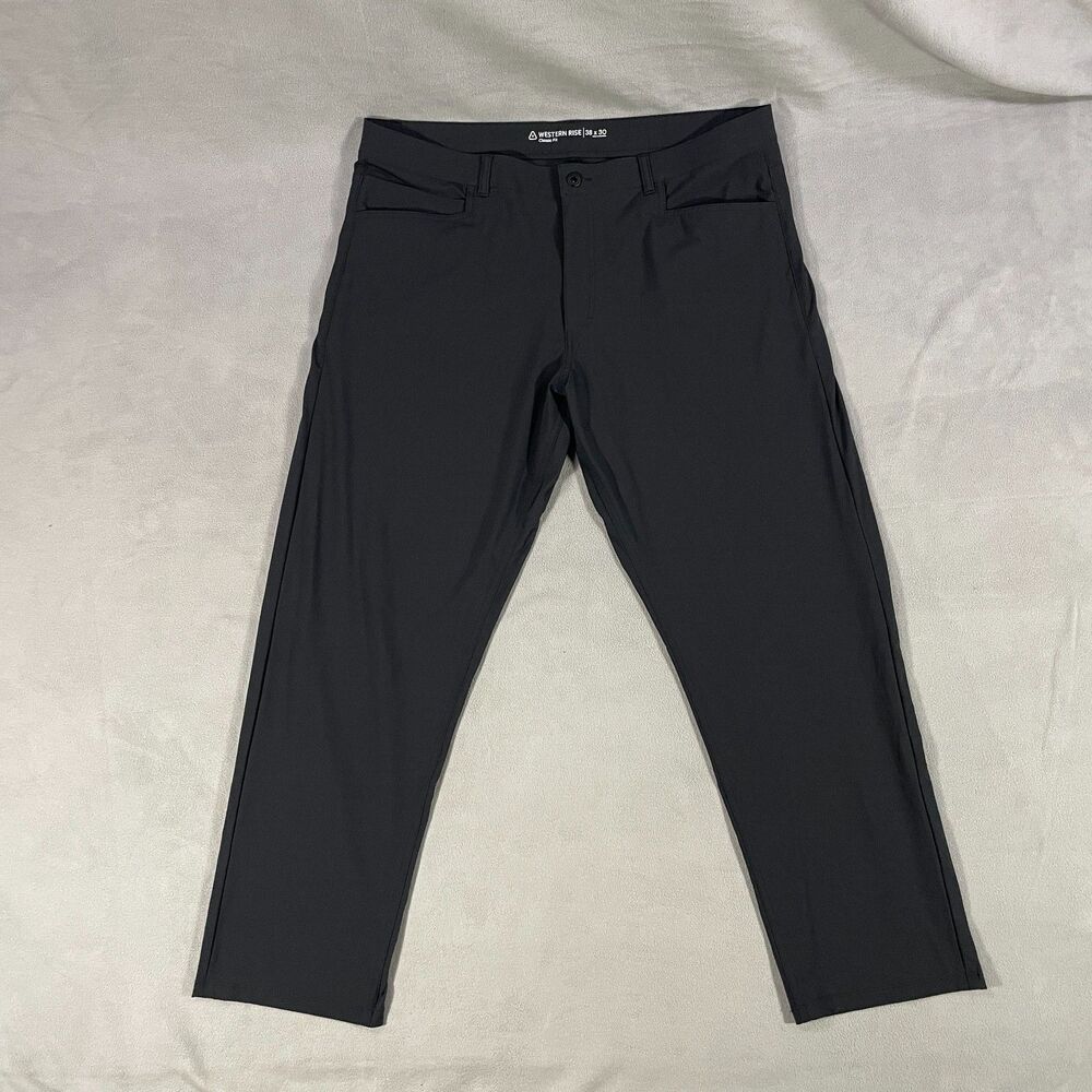 Western Rise Pants Mens 38x30 Classic Fit Black Stretch Performance Casual